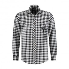 Overhemd: Zwart-Wit met stiksel 100% Katoen met Krempelarm